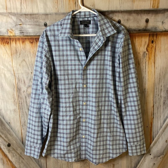 Banana Republic Other - Banana Republic Tailored Slim Fit Blue Large Plaid Button Down